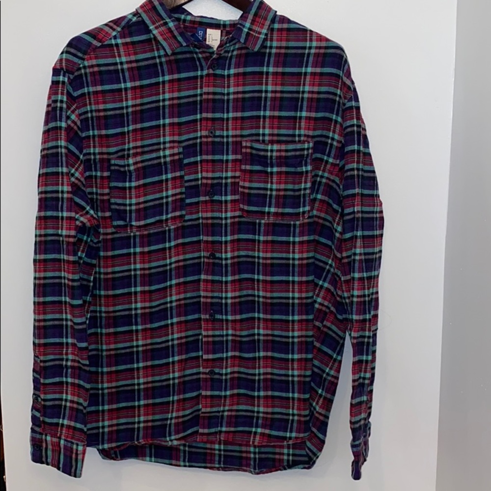 H&M Men’s Glen Plaid Flannel Button Down